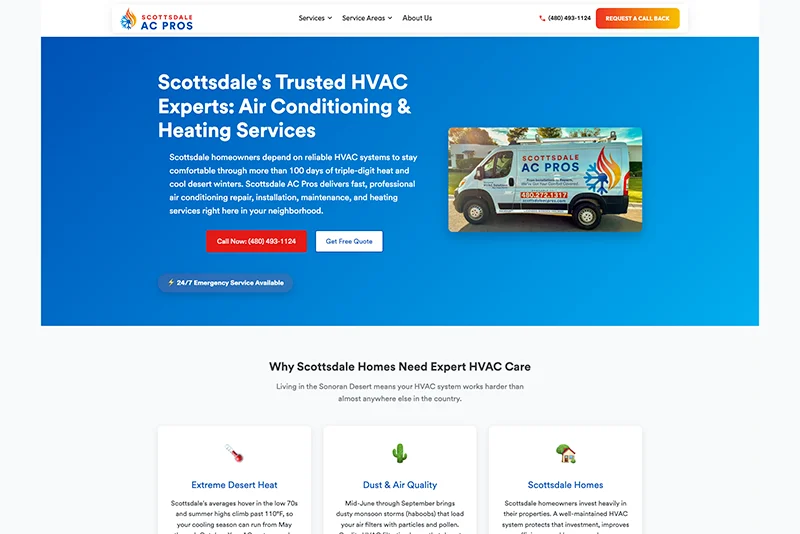 Scottsdale AC Pros website — built by Marshland Software